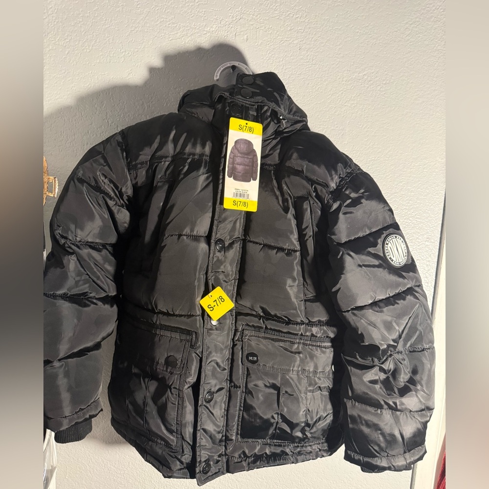 Dkny Black Quilted Puffer Jacket with High Collar
